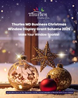 🎄✨ Thurles MD Business Christmas Window Display Grant 2025 ✨🎄

Thurles Municipal District is helping retailers in Thurles, Templemore, and Roscrea bring festive cheer to their streets! A €100 grant is available to support your Christmas-themed window display this December.

Requirements:
✅ Create a themed Christmas window display
✅ Submit photos of your display to Thurles MD
✅ Immediate registration is required
✅ Maximum grant: €100

How to Apply:
Complete and sign your application form and email it to una.osullivan@tipperarycoco.ie.
Be sure to include photos of your property. Incomplete forms may delay processing.

Link to application form is in our linktree.

Let’s light up our towns this festive season and make your business sparkle! ✨

#Thurles #WhatsOntTipperary #VisitTipperary #Dwellawhile #LoveThurles #Munster #Ireland