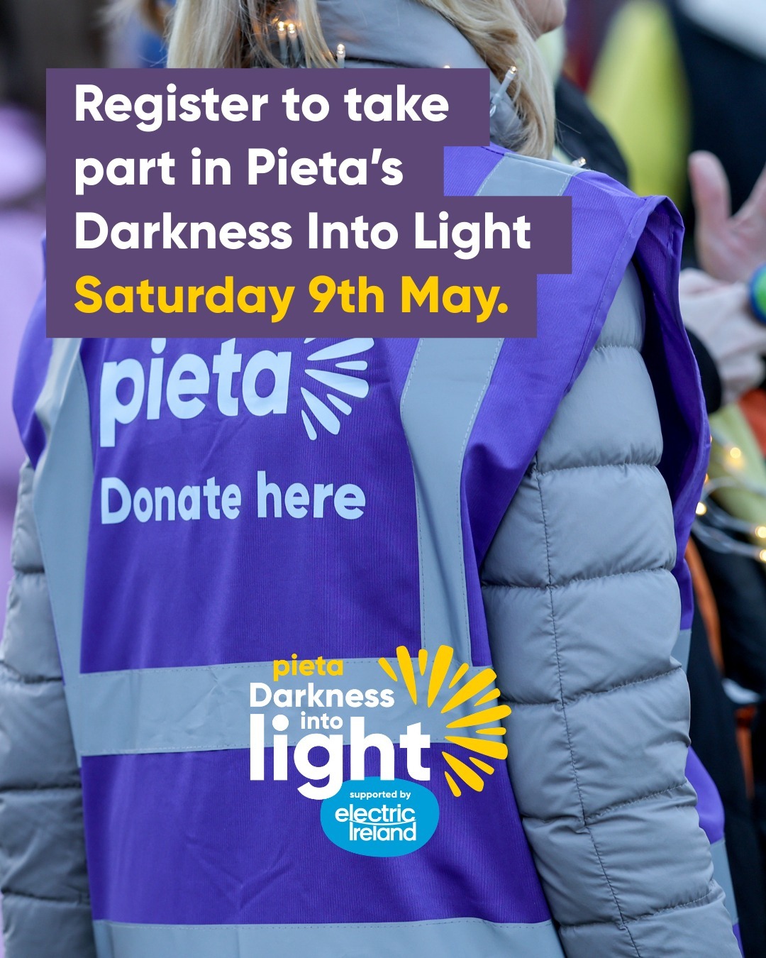 Darkness Into Light Thurles 2026 🌅

On Saturday, May 9th, our community will come together once again for a very special walk, a moment to stand side by side, to remember those we have lost, and to support those who may be struggling. 💛

Darkness Into Light is a powerful show of community support, hope and compassion. Every step taken helps raise vital funds for services that support people in their darkest moments.

📍 The Dome, Coláiste Mhuire Co-Ed
🕓 4:15am start
☕ Refreshments available | 🚗 Parking on site

Walk in memory. Walk in hope. Walk together.

Register today at www.darknessintolight.ie/about/venues