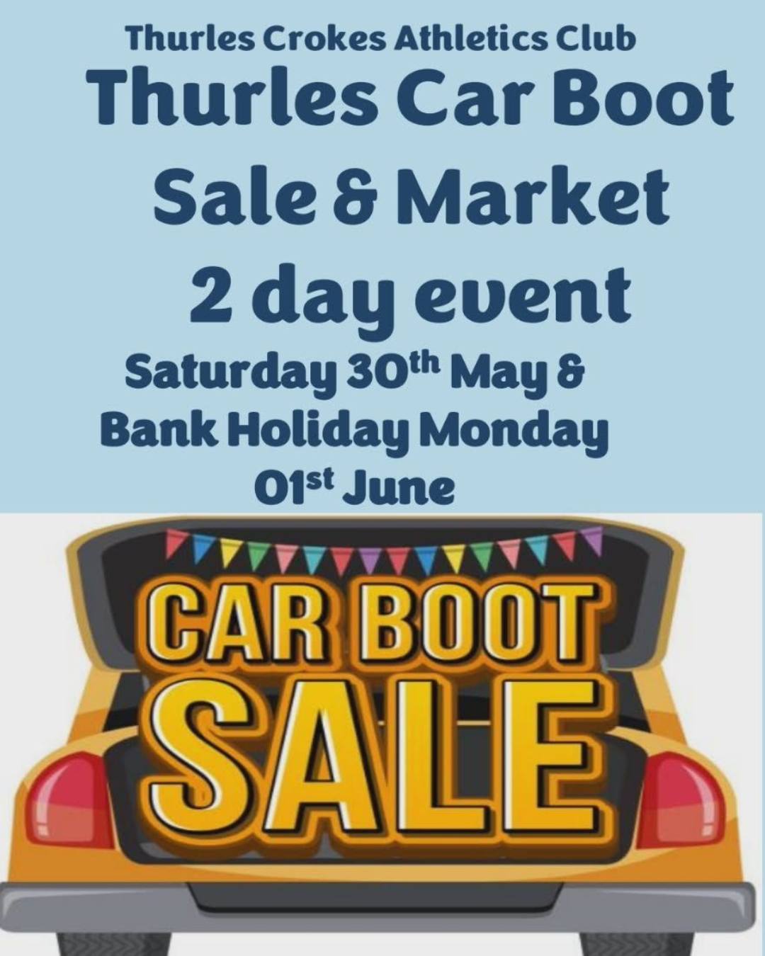 A busy few weeks ahead for Thurles Crokes AC! ⤵️
👉 Their 2-day Car Boot Sale takes place on Saturday 30th May and Bank Holiday Monday 1st June, always a great day out with plenty of bargains to be found!
To book a place, contact Kevin on 085 220 9154
👉 Then next month sees the return of the Dave Fogarty 4 Mile Race on Thursday, June 18th.
Be sure to follow Thurles Crokes AC for updates and more information.