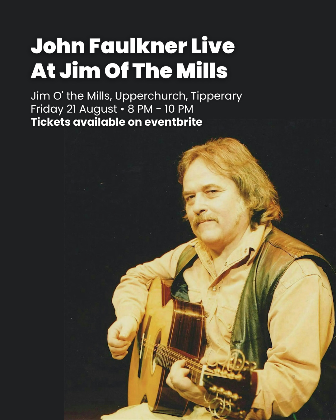 Music lovers won't want to miss John Faulkner Live at Jim of the Mills, an evening with one of Ireland's most respected musicians and songwriters.
With a remarkable career spanning decades, John has performed and toured with some of the biggest names in Irish traditional music, including Dolores Keane, De Dannan, Arty McGlynn, Jackie Daly and Dermot Byrne.
A fantastic opportunity to experience an evening of music, stories and a remarkable career in the unique setting of Jim of the Mills. 🎻✨
📍 Jim of the Mills, Upperchurch
🎶 John Faulkner Live
🎟 Tickets available on Eventbrite.
A great local night out for anyone who loves Irish music and storytelling.